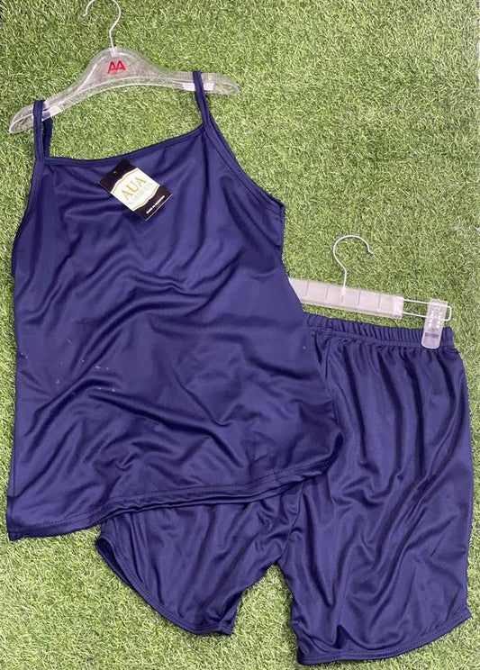 Silk Camisole Set – Lightweight & Elegant Nightwear (Blue)