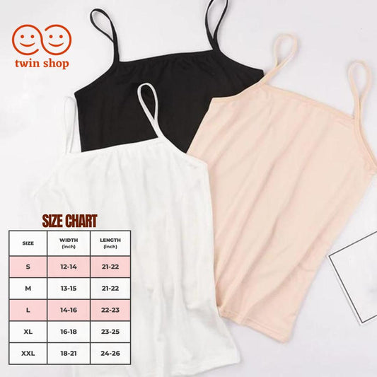 Cotton Jersey Camisole Set – Pack of 3 (Black, Pink & White) | Lightweight & Soft