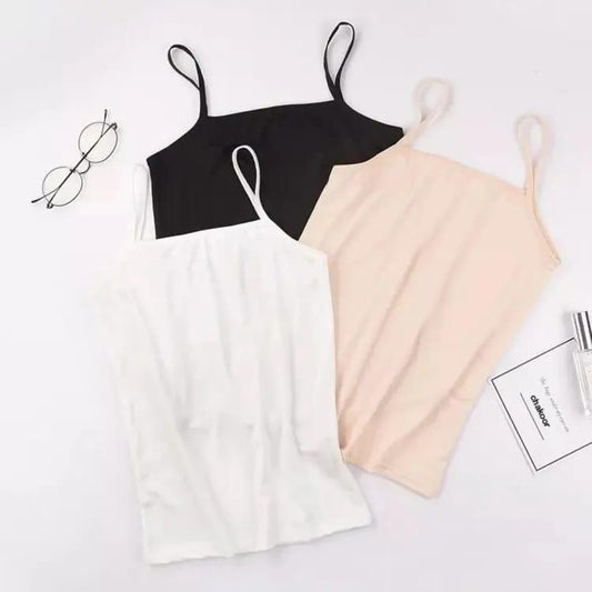 Cotton Jersey Camisole Set – Pack of 3 (Black, Pink & White) | Lightweight & Soft