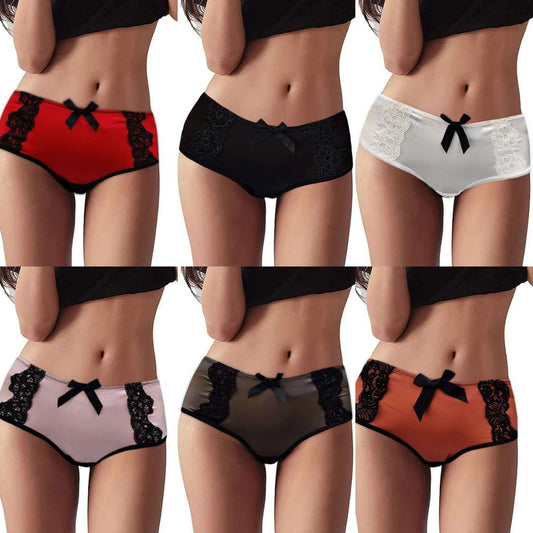 Silk Lace Embroidered Panties – 2-Pack Comfortable Multicolor Briefs (Size M)